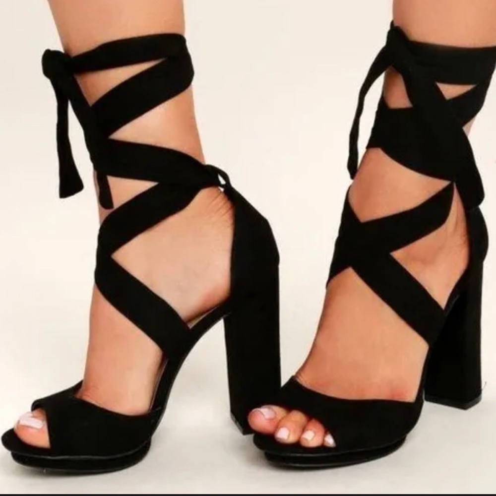 WILD DIVA Suede lace up heels
